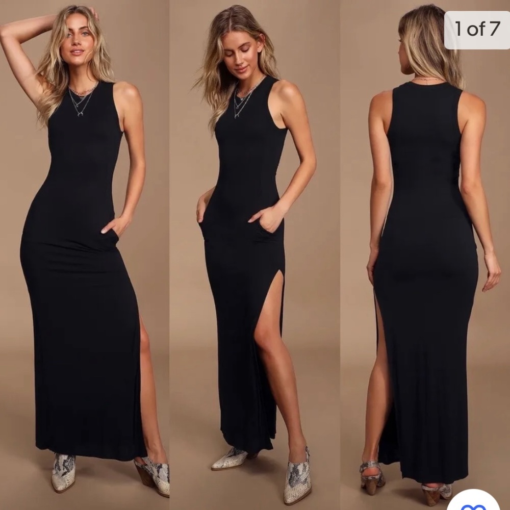 lulus shield and sword black maxi dress